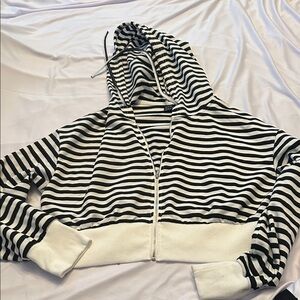 SHEIN Monochrome Striped Zip-Up